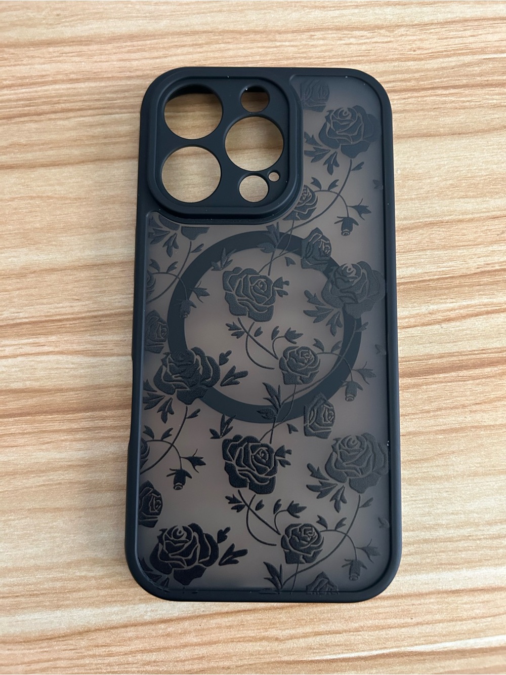 Black Floral iPhone MagSafe-Compatible Protective Case